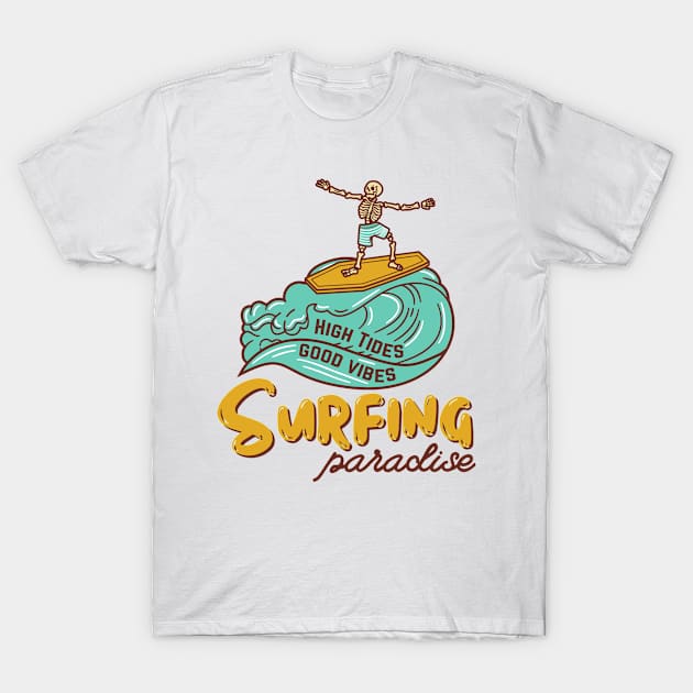 Colorful Retro Summer Surfing T-Shirt T-Shirt by Raja2021